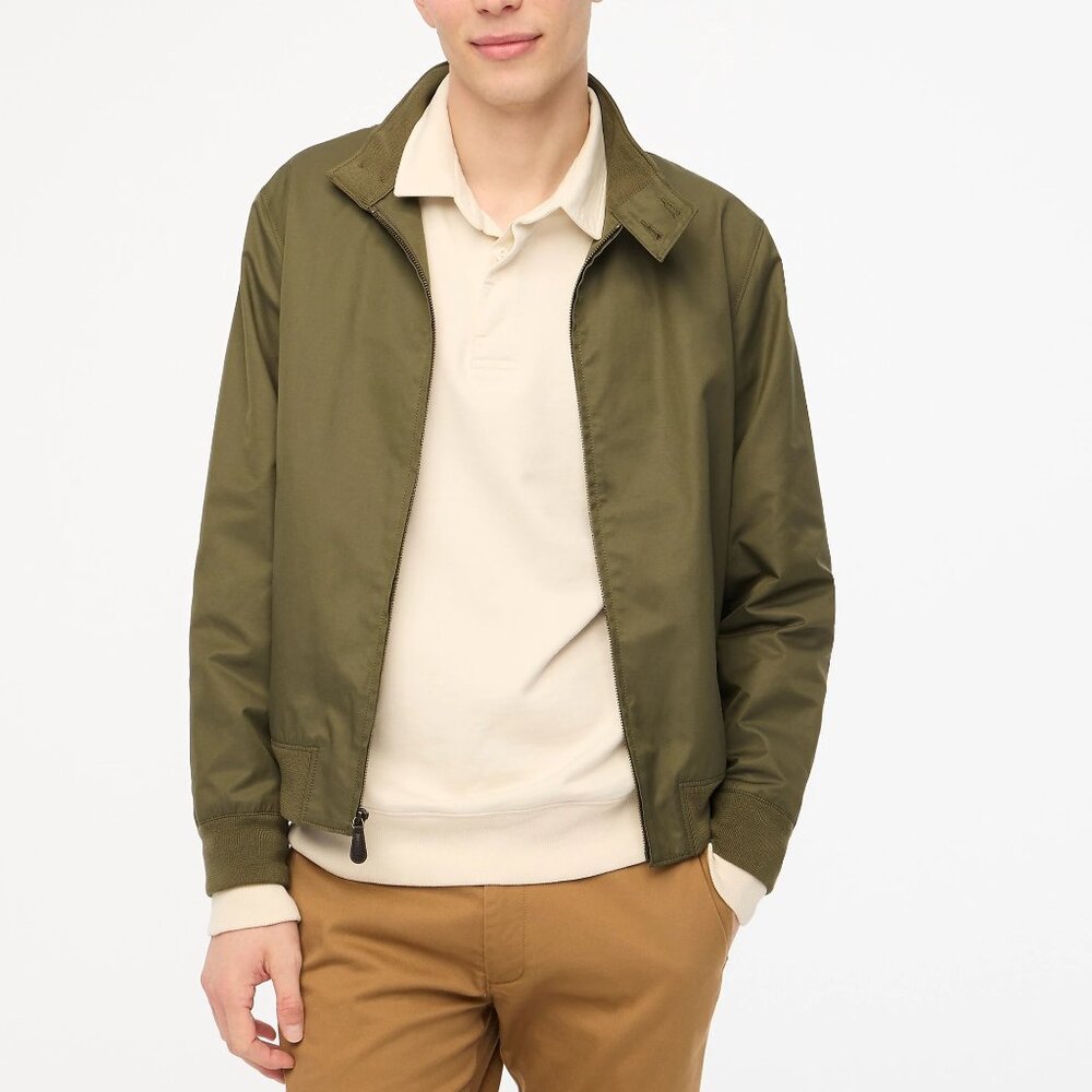 J.Crew Harrington Lightweight Cotton-Blend Jacket Olive Green XL NWT